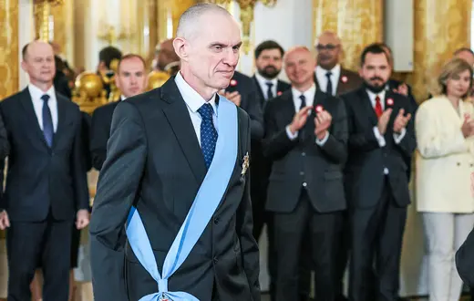 Andrzej Poczobut podczas uroczystości wręczenia Orderu Orła Białego. Warszawa, 3 maja 2026 r. // Fot. Sławomir Kamiński / Agencja Wyborcza.pl