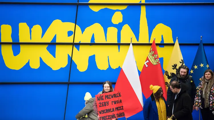 4 rocznica inwazji Rosji na Ukrainę. Gdańsk 24 lutego 2026 r. // Fot. Wojciech Stróżyk / Reporter