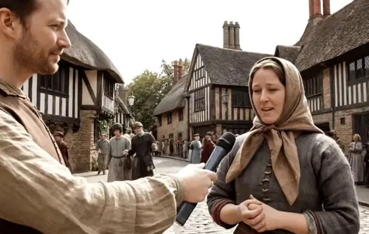 „Wywiady” z Brytyjczykami z epoki Tudorów według AI // @impossibleaicinema