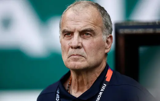 Marcelo Bielsa, argentyński selekcjoner reprezentacji Urugwaju, przed meczem grupy H mundialu 2026 z Hiszpanią na stadionie w Zapopan, 26 czerwca 2026 r.