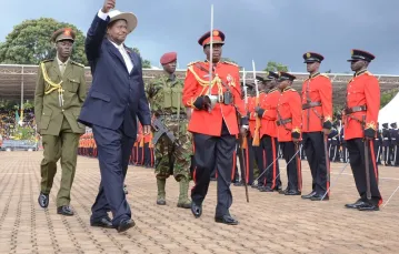 Yoveri Museveni podczas uroczystości inaugurującej kolejną kadencję prezydencką, Kampala,13 maja 2016 r. / FOT. XINHUA / SIPA / EAST NEWS